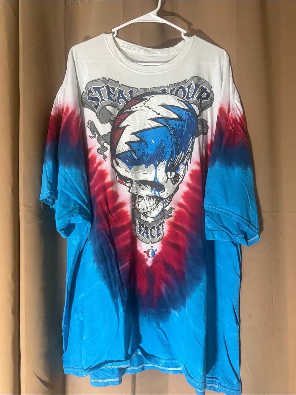 Grateful Dead Liquid Blue Red, White & Blue Tie-Dye Skull Tee